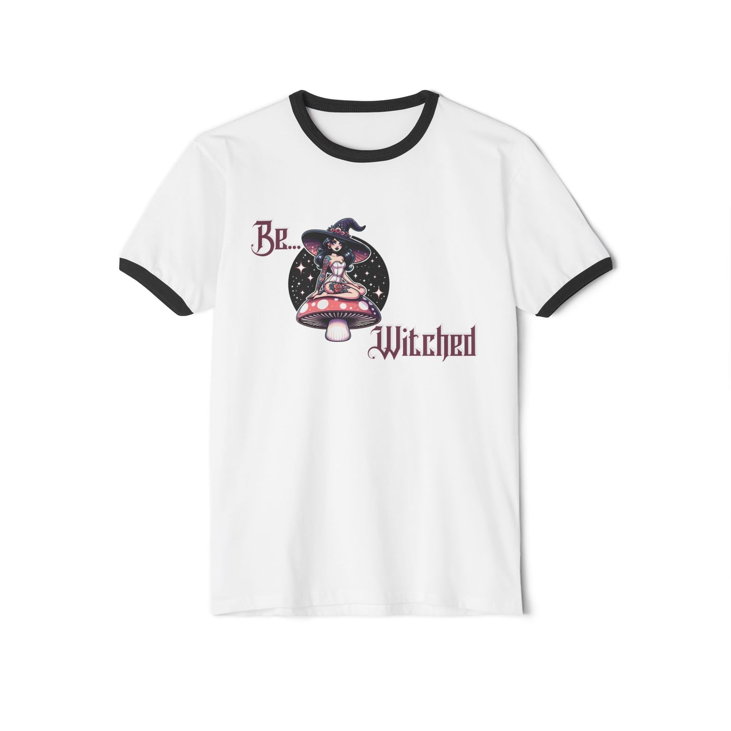 Be Witched Ringer T-Shirt | Sexy Witch on Mushroom | Witchy Aesthetic Tee