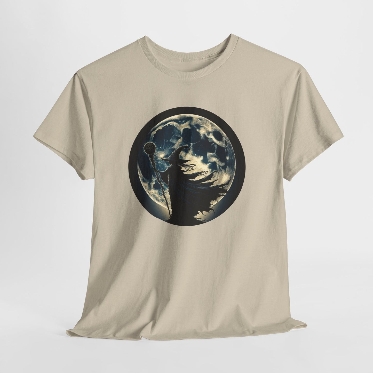 Full Moon Witchcore T-Shirt | Witch With Staff Graphic Tee | Witchy Aesthetic Moon Magic Shirt | Mystic Pagan Clothing