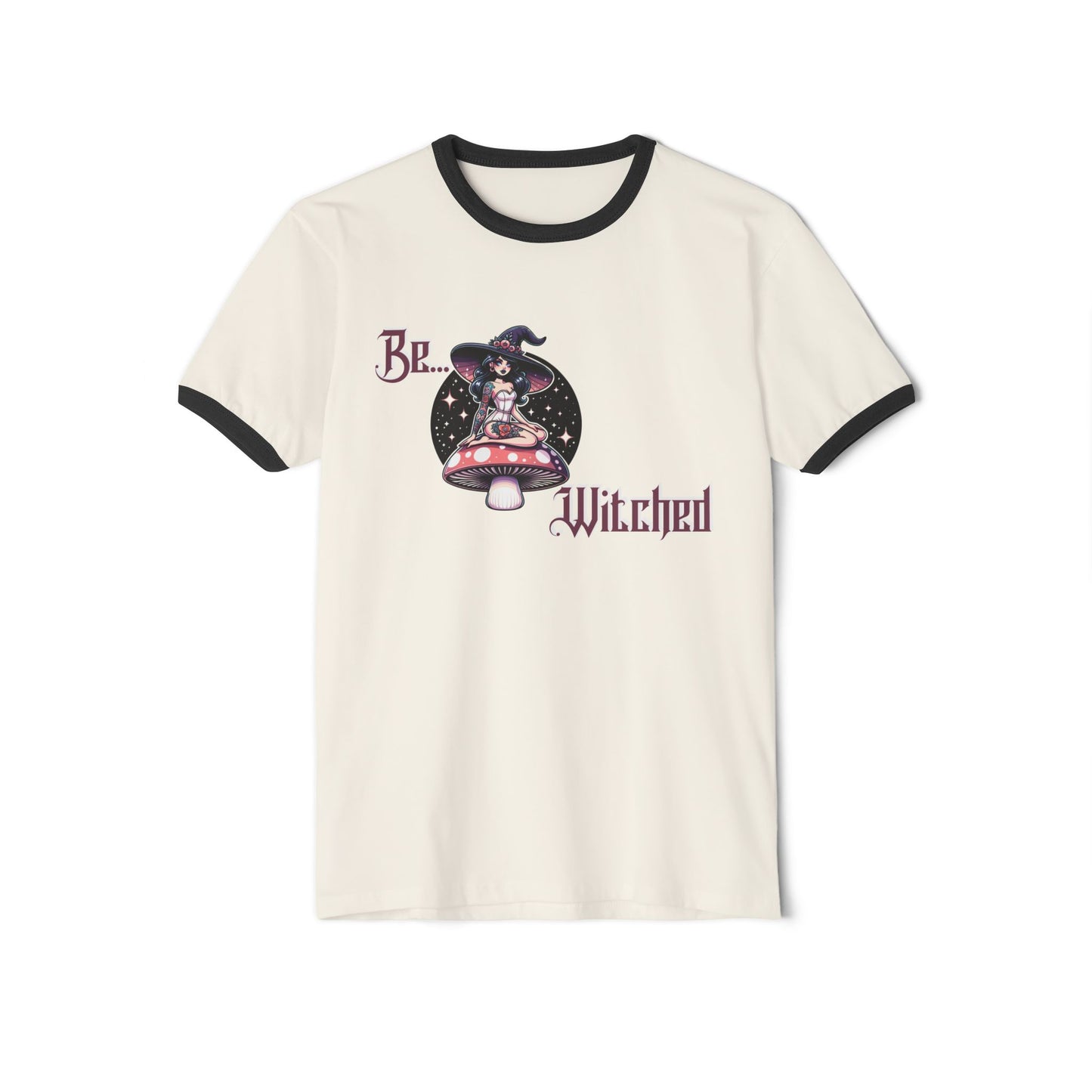 Be Witched Ringer T-Shirt | Sexy Witch on Mushroom | Witchy Aesthetic Tee