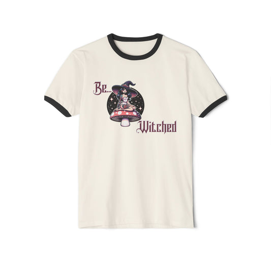 Be Witched Ringer T-Shirt | Sexy Witch on Mushroom | Witchy Aesthetic Tee
