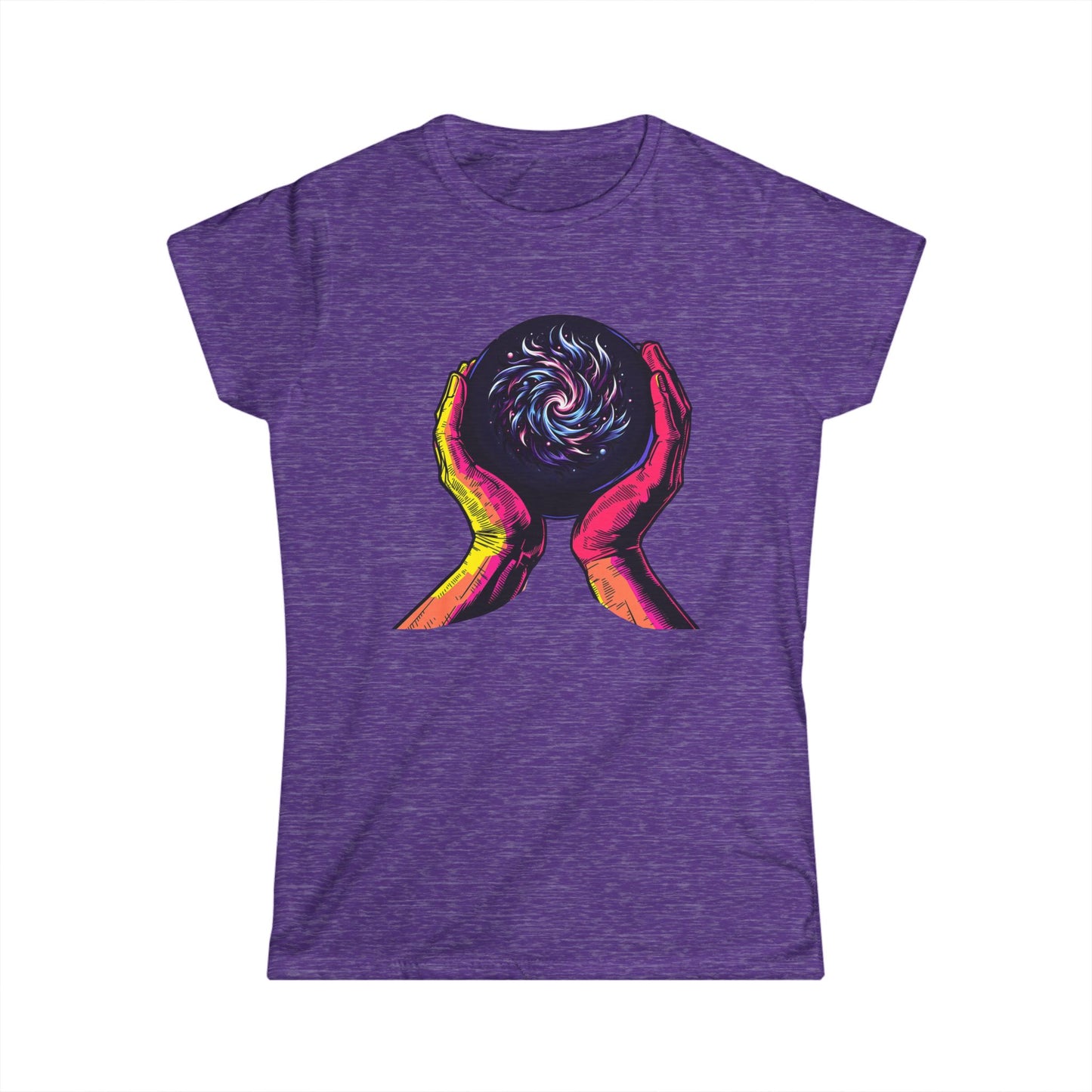 Cosmic Energy Witchy T-Shirt | Neon Galaxy in Hands Tee | Mystical Aesthetic Shirt