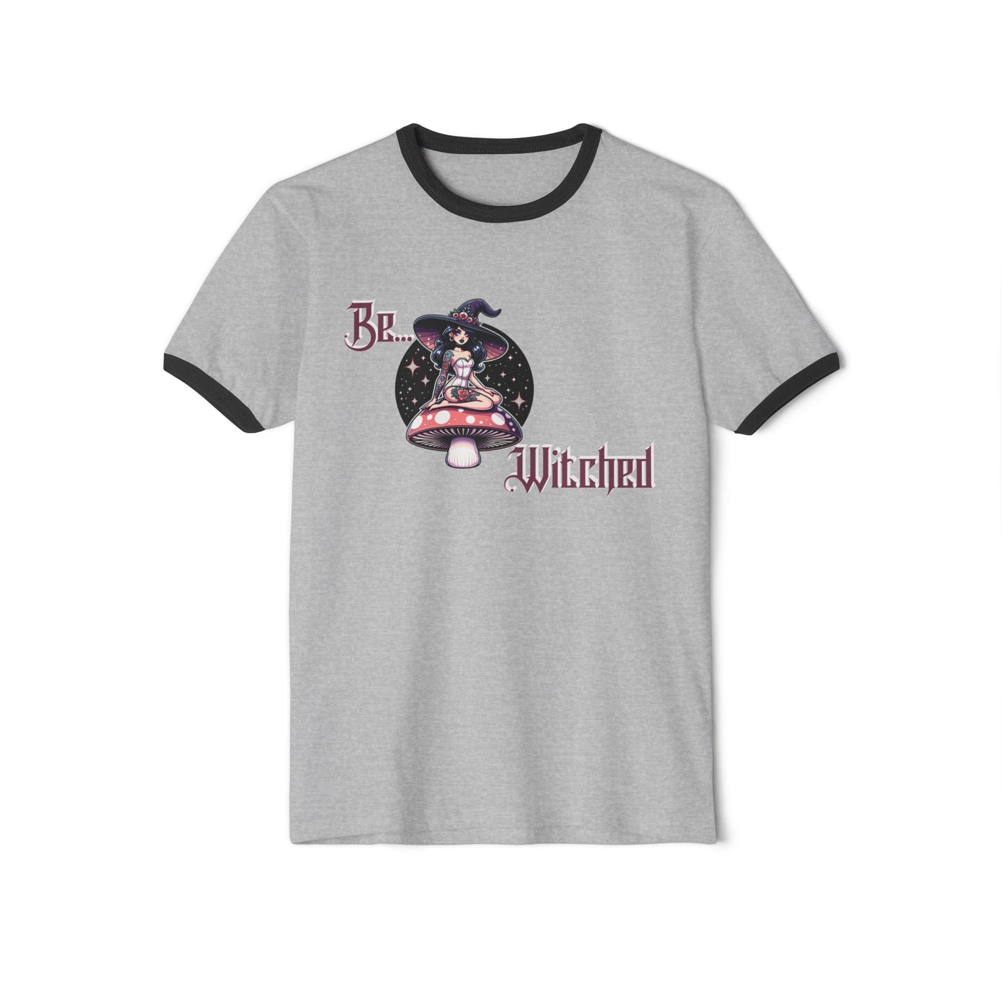 Be Witched Ringer T-Shirt | Sexy Witch on Mushroom | Witchy Aesthetic Tee
